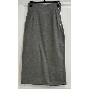 Vtg David Benjamin Wool Blend Pencil Skirt S Gray Kick Pleat Pinup Secretary USA